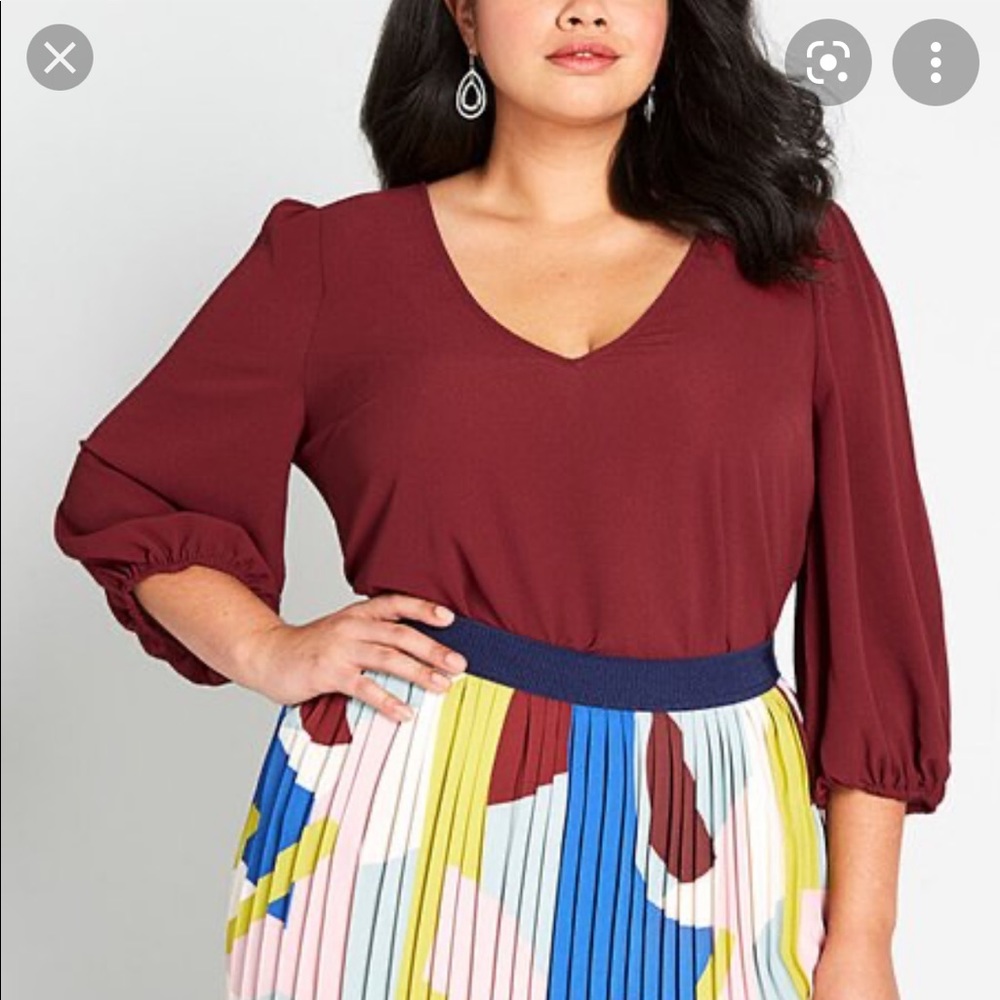 NWT Modcloth Certainly Essential Burgundy Blouse
